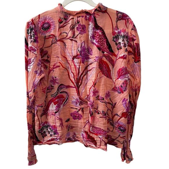Banjanan Chrissie Buttondown Shirt in Jubilee Tropical Pink Bird Print Size XXL - Picture 4 of 7